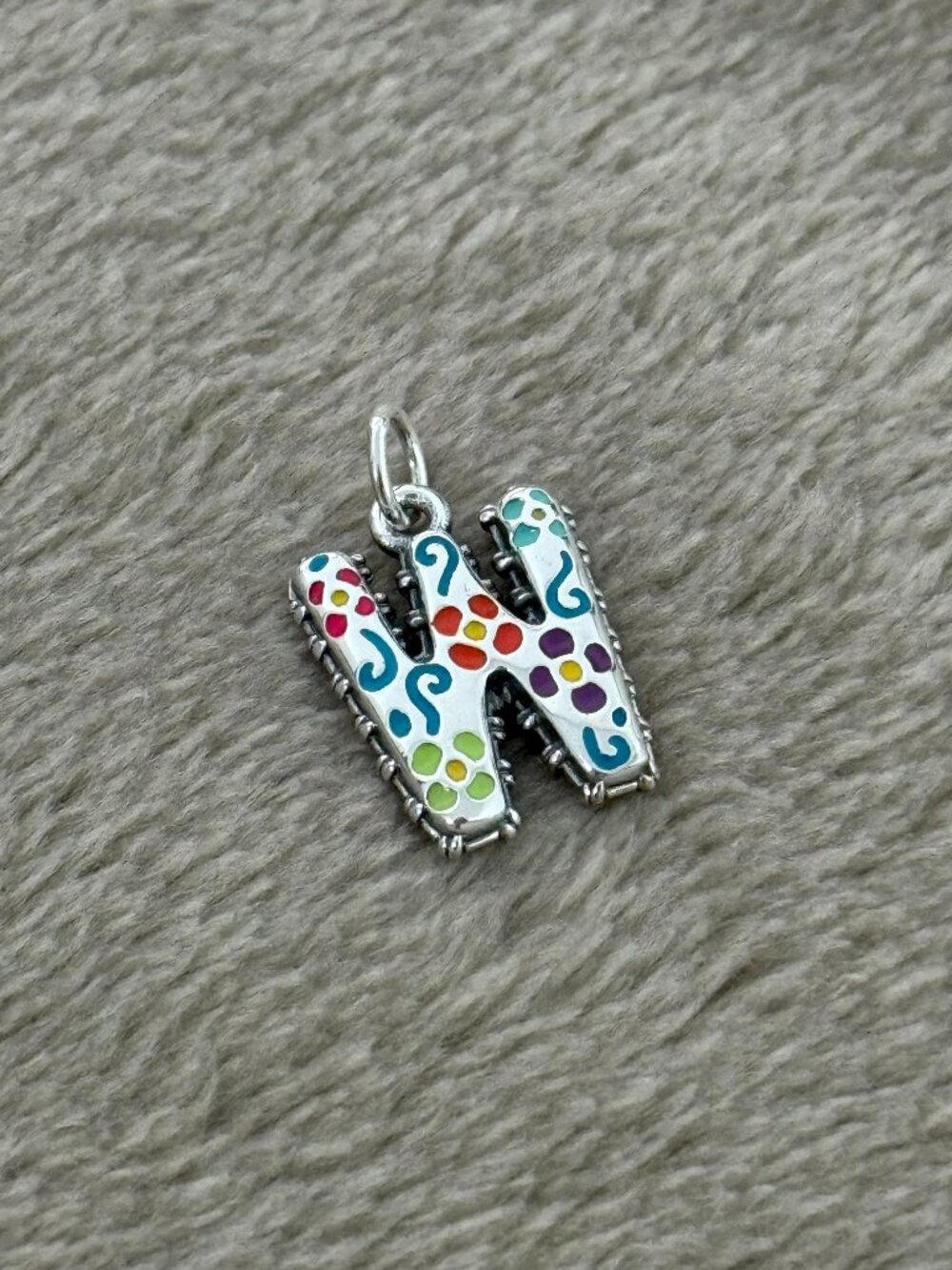 Enamel Consuela Floral W Initial Charm